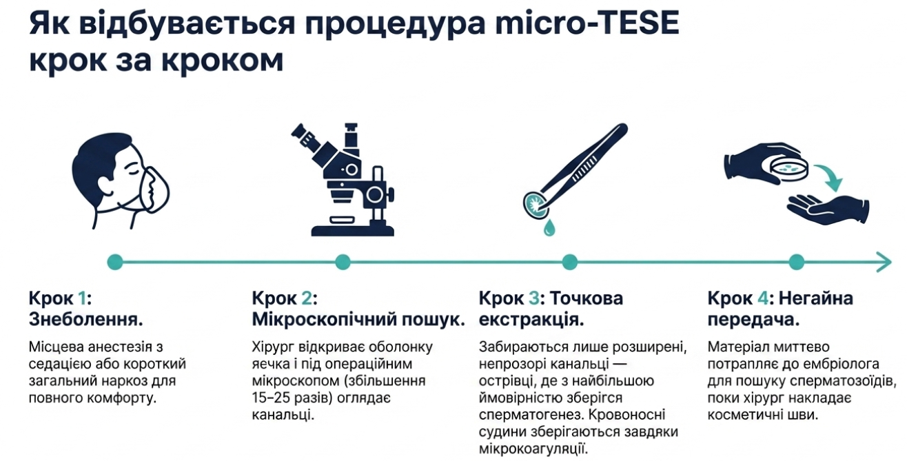 Як проходить micro-TESE: операційний день і передача матеріалу ембріологу