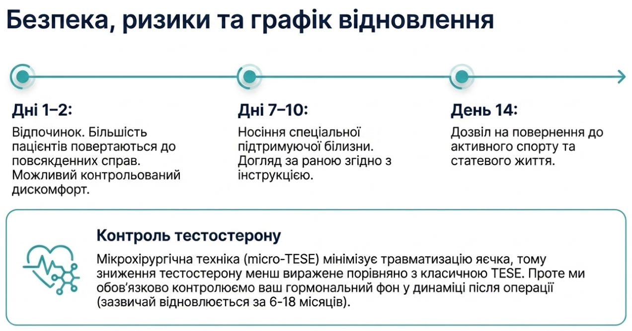 Безпека, ризики та відновлення після TESE