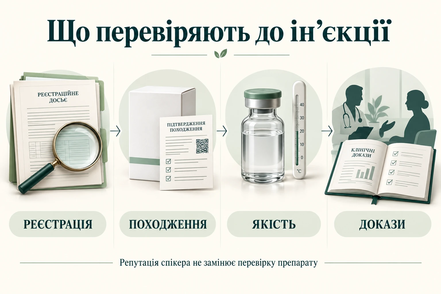 Чотири складові перевірки препарату: реєстрація, походження, якість і докази