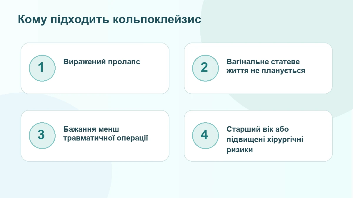 Кому підходить кольпоклейзис