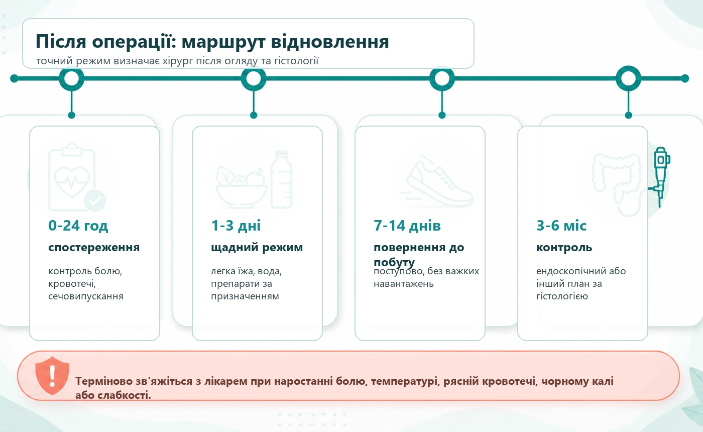 Орієнтовний маршрут відновлення після трансанальної поліпектомії