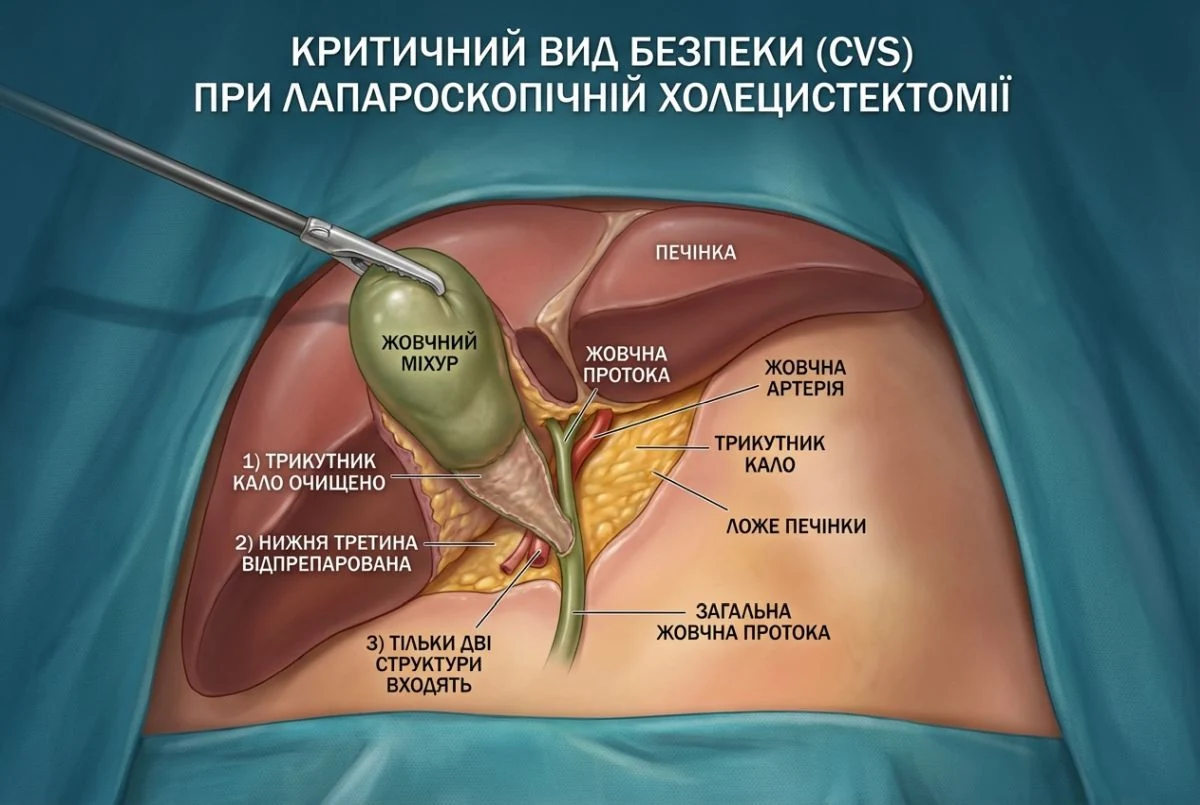 Безпечне виділення жовчного міхура під час лапароскопічної холецистектомії з critical view of safety