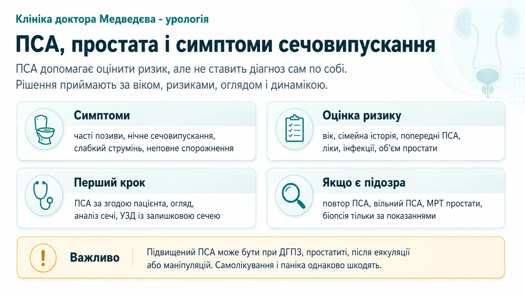 Інфографіка: ПСА, простата і симптоми сечовипускання