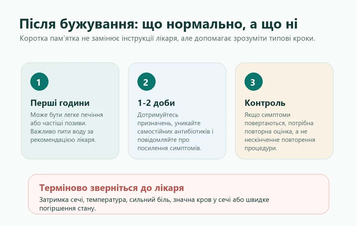 Пам'ятка після бужування уретри: норма і тривожні симптоми